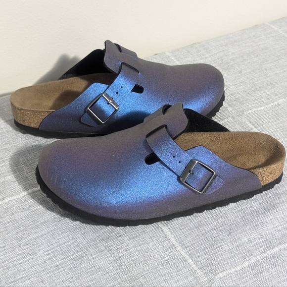 Birkenstock Shoes - Birkenstock Boston Birko Flor Icy Metallic Violet Clogs 7